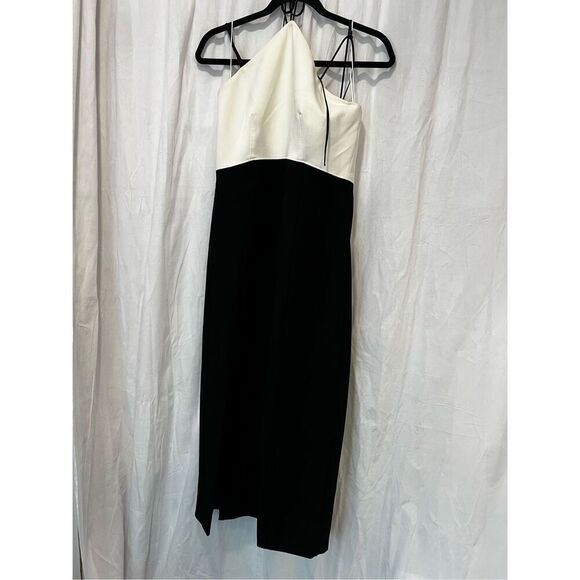 Cinq A Sept Women's Ivory & Black Colorblock Faye Halteneck Midi Dress Sz 8 NWT - Picture 4 of 9